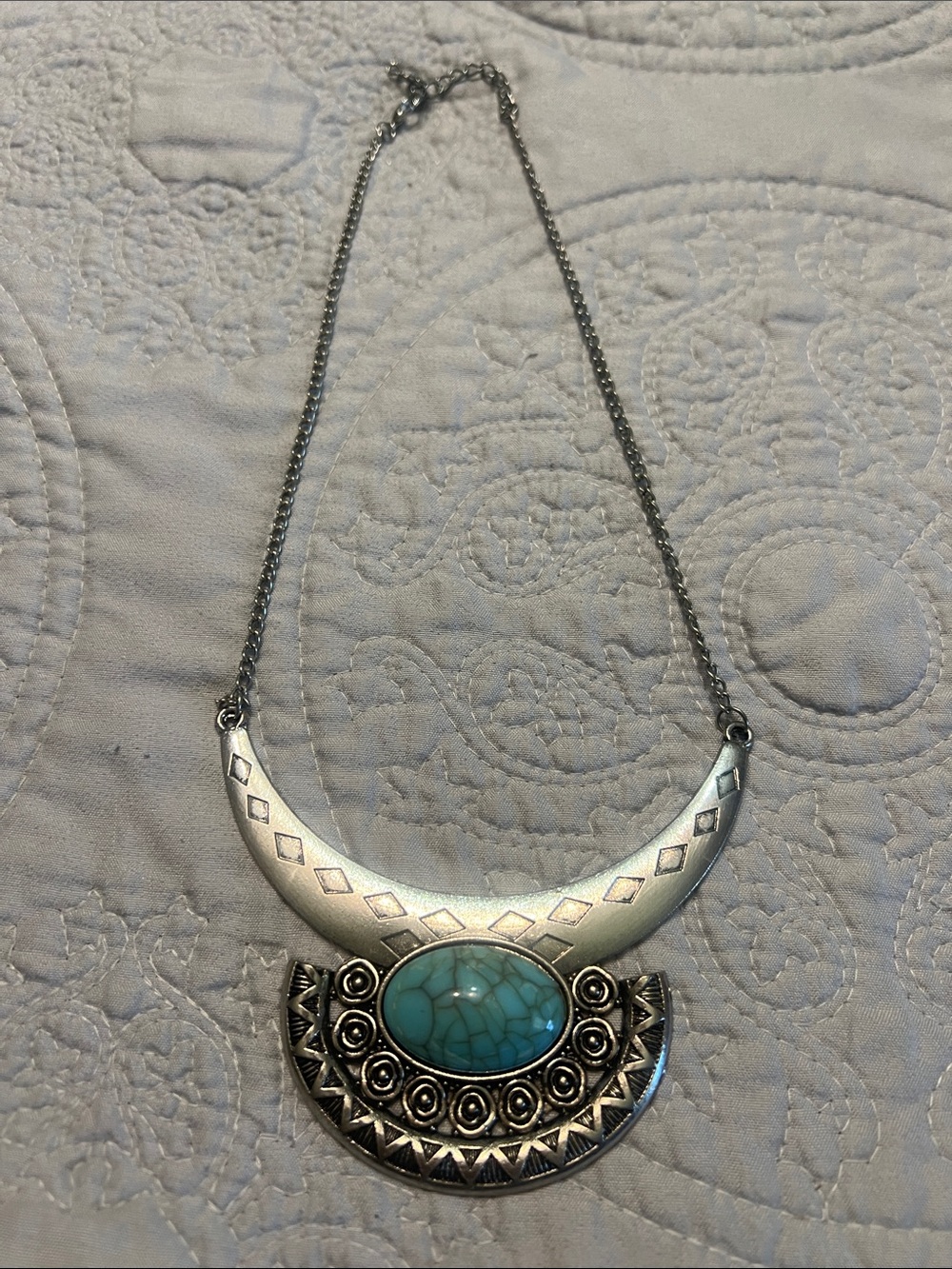 Silver-Tone Turquoise Pendant Necklace - Women's Jewelry